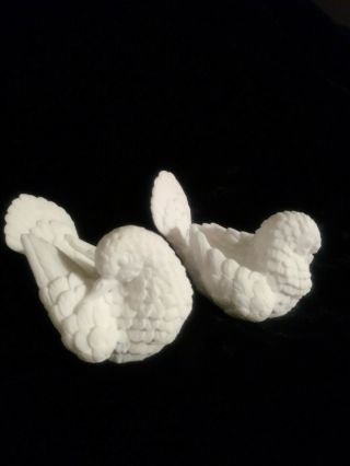 Vintage A Santini Italian White Alabaster Marble Dove Love Bird Figurines