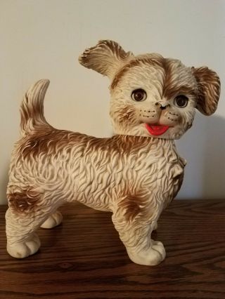 Vtg 1960s Edward Mobley Rubber Sleepy Eye Swivel Head Puppy Dog 10 " Toy
