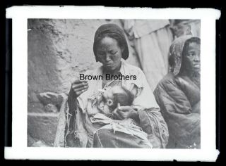 1900s Historic China Famine Suffering From Starvation Glass Photo Negative 6 Bb