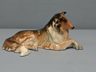 Old Monrovia Hagen Renaker Dw Collie Dog Bonnie W/ Sticker Repaired Front Legs