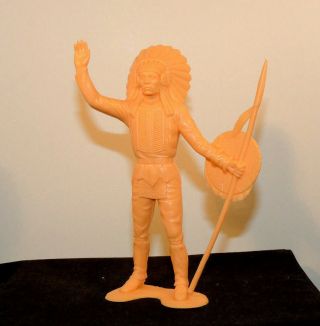 Solid Plastic 1964 Indian Chief With Spear And Shield By Louis Marx (13139)