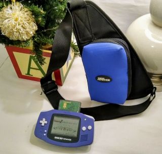 Vintage Nintendo Game Boy Advance Agb - 001 System Indigo Purple Hip Bag & Belt
