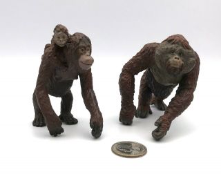 Safari Ltd Orangutan Family Male Female Baby On Back Figures 2006