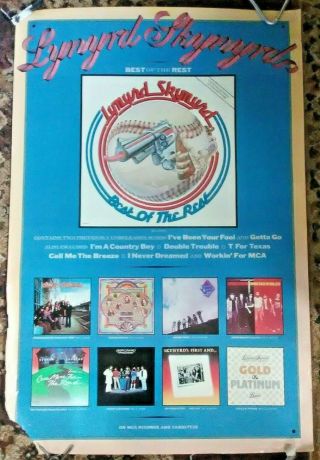 Vtg Lynyrd Skynyrd " Best Of The Rest " Promo Poster - Mca In - Store 35x23 Rock ░░░