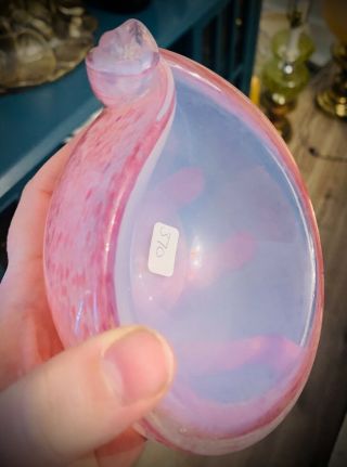 Fratelli Toso Murano Opalescent Pink Spots Italian Art Glass Vintage Mid Century