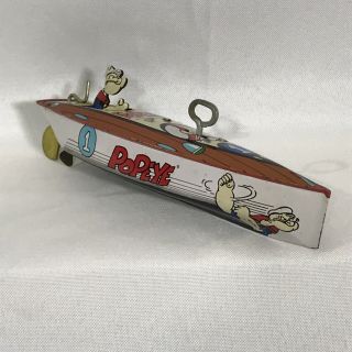 Vintage Tin Wind Up Collectors Toy Popeye Tin Speed Boat