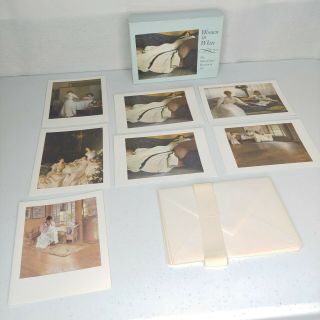 Vintage 1987 Metropolitan Museum Of Art Women In White Series 7 Cards 5 Envelope