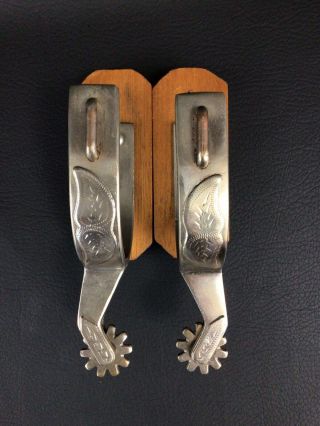 Vintage Crockett Stainless Silver Mounted Spurs Made Into Hooks