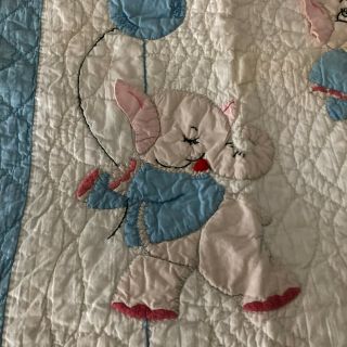 Vintage Baby/Child Quilt - ELEPHANTS 38 x 52 FAST SHIP 3