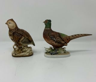 Vintage Lefton China Hand Painted Pheasant & Quail Figurines Japan