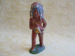 Vintage Manoil/barclay (?) Lead Indian Chief With Knives Toy Figure