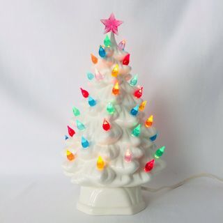Vintage Small White Ceramic Christmas Tree Light 12 " Holland Mold