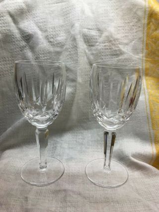 2 Vintage Pre - Owned Waterford Kildare Claret Wine Glasses Crystal 6 1/2 " Tall