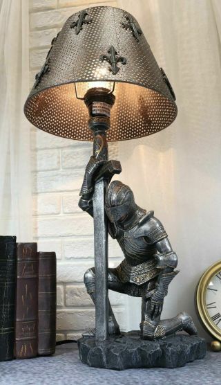 Egift Decor Medieval Knight Of Honor Chivalry Sculptural Table Lamp 20 Inch Tall