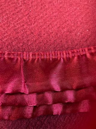 Vintage All Wool Maroon Blanket w/Satin Trim.  Fits King size Bed 2