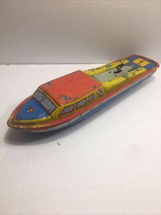 Vintage Wind Up Tin Toy Boat The Ohio Art Company Bryan Ohio 60 