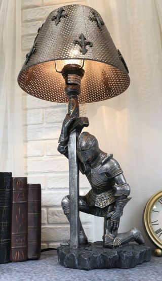 Medieval Knight Of Honor Chivalry Sculptural Table Lamp 20 Inch Tall