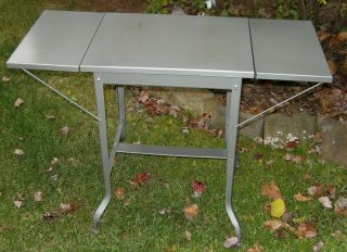 Vintage Lightweight Metal Dropleaf Typing Table Euc 26 " Hx 34 1/4 " L X 18 1/8 " W
