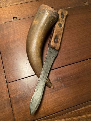 1800’s Native American Trade Knife And Powder Horn