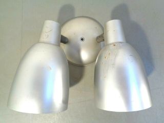Vintage Mid Century Modern 2 Light Wall Sconce Cone Shades Silver Moe Light