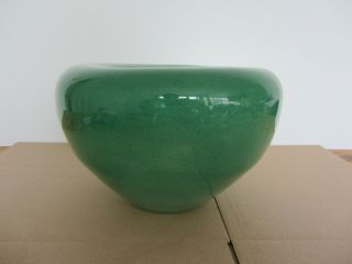 Vintage Henry Dean Vintage Green Glass Vase Signed