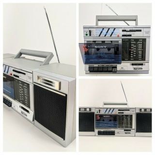 Vintage Sony Cfs - 3000 Transound Stereo Radio Cassette Boombox Detaching Speakers