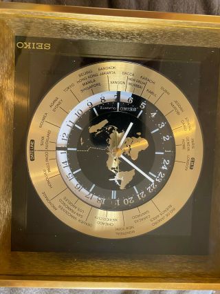 Vintage Seiko Quartz Desk Mantle World Time Zone Clock With Airplane Second Hand