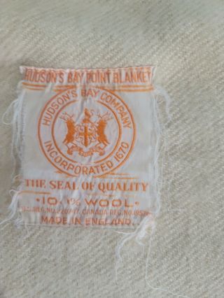 Vintage Hudson Bay Point 100 Wool Blanket (approx.  88x66) 2