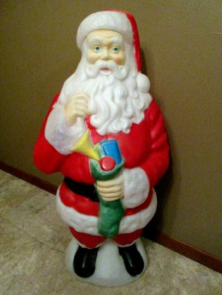 Vtg " Empire " Santa Claus Christmas Lighted Green Stocking Present Blow Mold - 40 "
