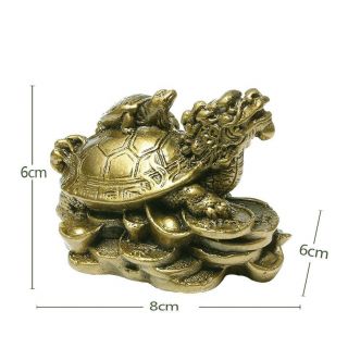 Golden Feng Shui Dragon Turtle Wealth Protection Statue Figurine Gift Home Decor 2