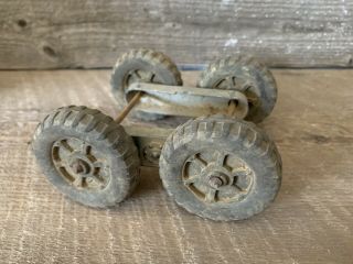Vintage Toy Truck Tire Double Wheel Parts Axel Silver Metal Unidentified