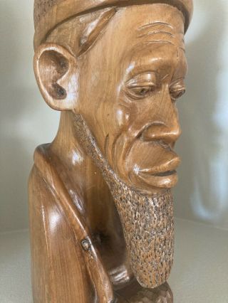 Figurine Carving 19in Bust of African head carved wood sculpture handcraft 2