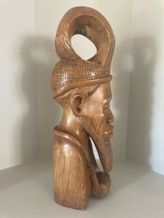 Figurine Carving 19in Bust of African head carved wood sculpture handcraft 3