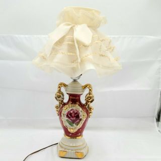 Vintage Porcelain Lamp Shabby Chic Victorian Romantic Dresser Lamp