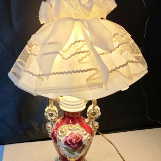 Vintage Porcelain Lamp Shabby Chic Victorian Romantic Dresser Lamp 2
