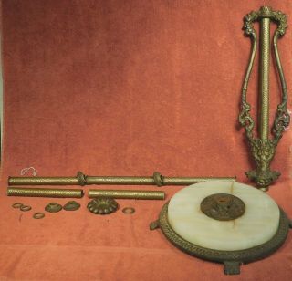 Antique Brass Onyx Cast Iron Ornate Arts Crafts Mission Floor Lamp Parts Vintage