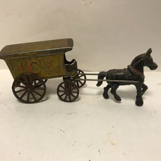 Vintage Toy Dent Kenton Hubley,  Ives? Horse And Ice Team Wagon Cast Iron