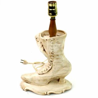 Vintage Ceramic Victorian Style High Top Boot Table Lamp
