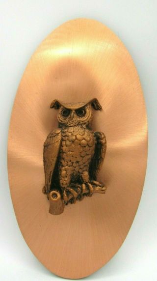 Vintage Copperama Wall Plaque 3 - D Owl Copper Art - 10 " L X 5 1/4 " W