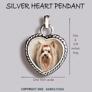 Yorkshire Terrier Dog Yorkie - Ornate Heart Pendant Tibetan Silver