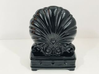 Vintage Art Deco Style Clam Shell Table Lamp Black Ceramic 1980/90s Retro