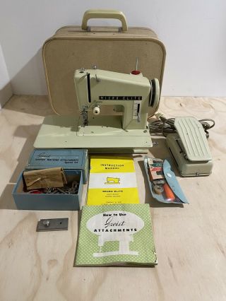 Vintage Rare Micro Elite Minature Sewing Machine Complete In Case