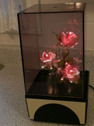 Vtg Mcm Fiber Optic Lighted Motion Color Changing Flowers Roses Japan