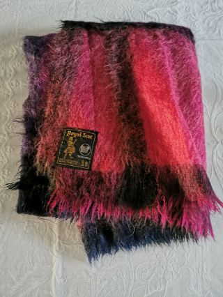 Vintage Royal Scot Mohair Multi Colored Throw Blanket 2
