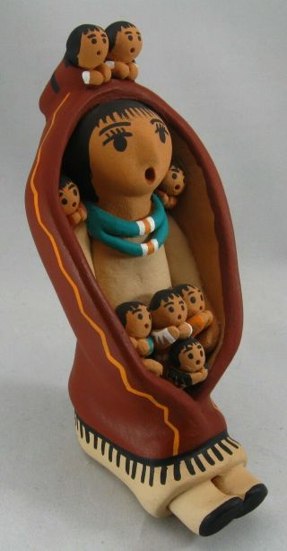 Native American Jemez Pueblo Storyteller Doll,  Signed,  Felicia Loretto