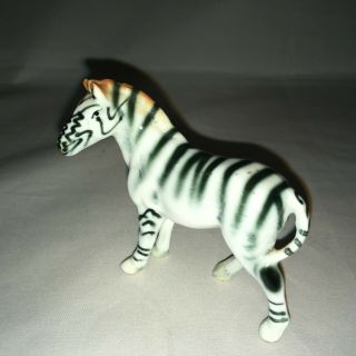 Vintage Porcelain Zebra Figurine Cute No Markings Ceramic Tan Accents Japan?