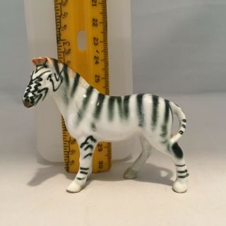 Vintage Porcelain Zebra Figurine Cute No Markings Ceramic Tan Accents Japan? 2