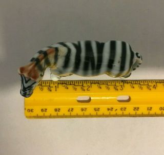 Vintage Porcelain Zebra Figurine Cute No Markings Ceramic Tan Accents Japan? 3