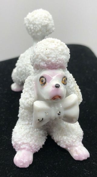 Vintage White And Pink Spaghetti Poodle Mid Century Modern Marked Japan