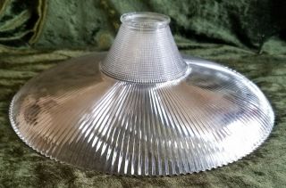 Vintage Torchiere Lamp Ribbed Glass Light Shade 12 1/2 " X 4 " W/ 2 " Fit